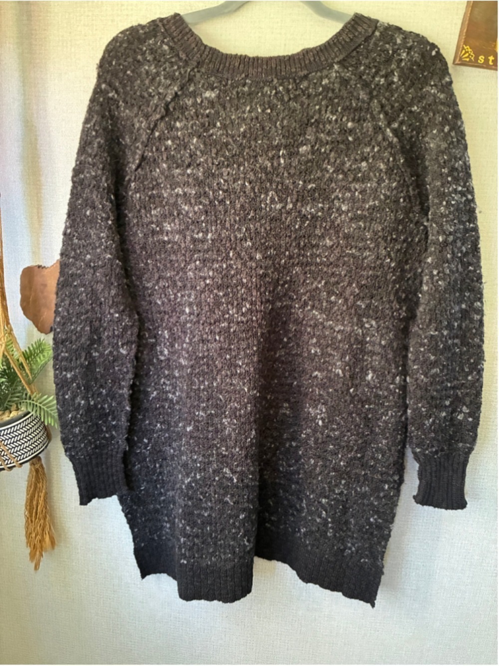 Free People Charcoal White Speckled Crew Neck Sweater XS - Picture 5 of 5